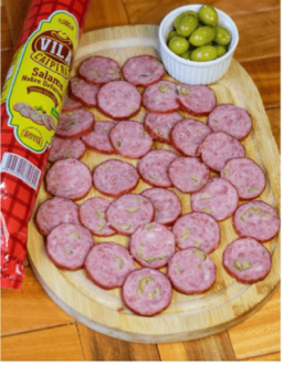 Salaminho Recheado com Azeitonas